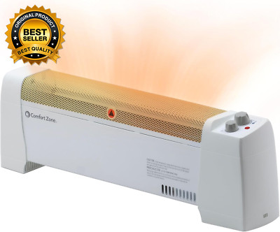 Electric Baseboard Space Heater with Adjustable Thermostat, Dent-Proof End Panel