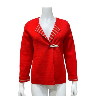 Saint James Cardigan Sweater Women's 8 Red Jacket