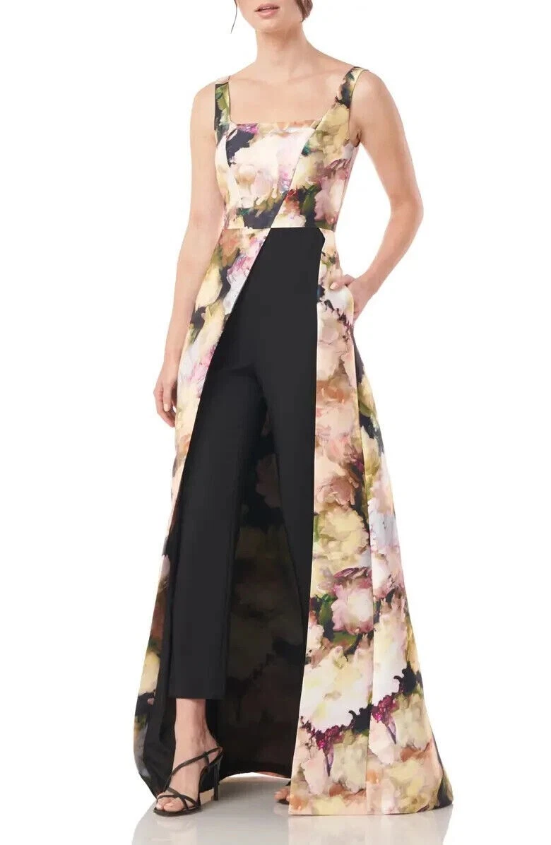 Kay Unger Mattie Floral Maxi Jumpsuit with Belt Size:4 $338 NWT | eBay