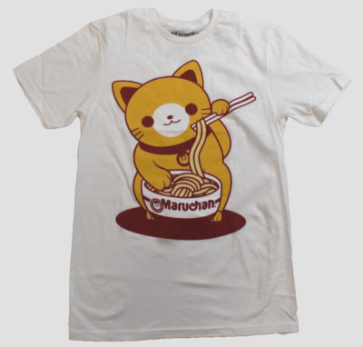 Maruchan Mens Ramen Noodle Cat Instant Lunch Graphic White Shirt NWT Medium