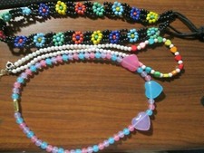 3 Great Colorful Kids Necklaces about 14.5"- 15.5" long 1 can be headband,longer