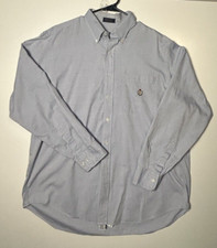 Ralph Lauren Chaps Shirt Men's 17 /12, 34/35 Blue Long Sleeve Button Up-225