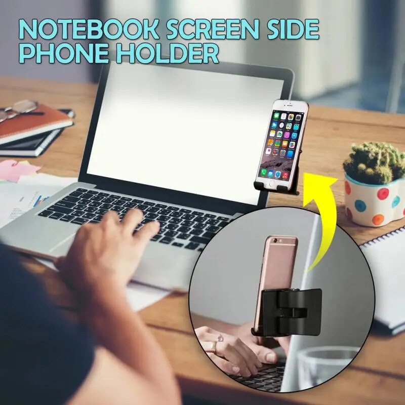 Notebook Screen Side Phone Holder Adjustable Phone Stand Holder-image