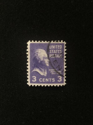 RARE VINTAGE THOMAS JEFFERSON 3 CENTS US STAMP 1801-1809 VIOLET USED