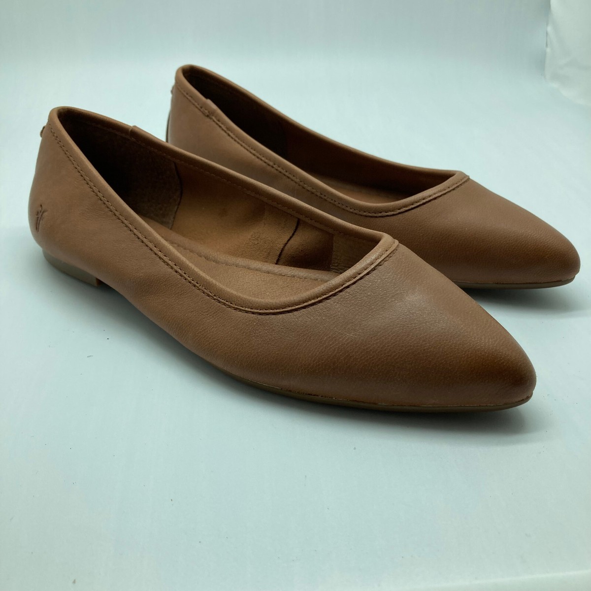 Frye Regina Size M Cognac Leather Ballet Flat Pointy Toe Shoes