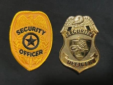 Vintage Gemsco Security Officer Badge Shield Shape Lion Over Justice + Patch