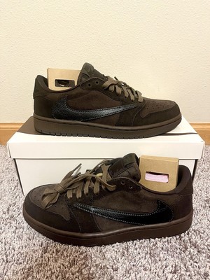 (PROMO SAMPLE 1/2) Size 6M- Travis Scott X Jordan 1 OG Low  Velvet Brown 