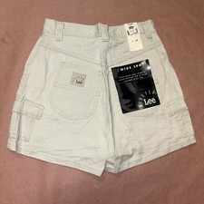 Vintage 1990 s Womens Rivited Lee, Wide Leg Khaki Shorts, Deadstock NWT, Size 4