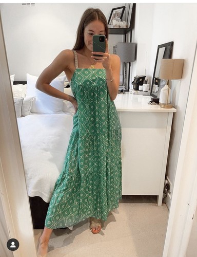 Zara NWT SS21 Printed Tired Green Dress 