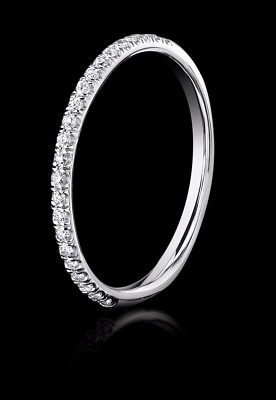 micro pave set diamond wedding band women 14 karat white gold 