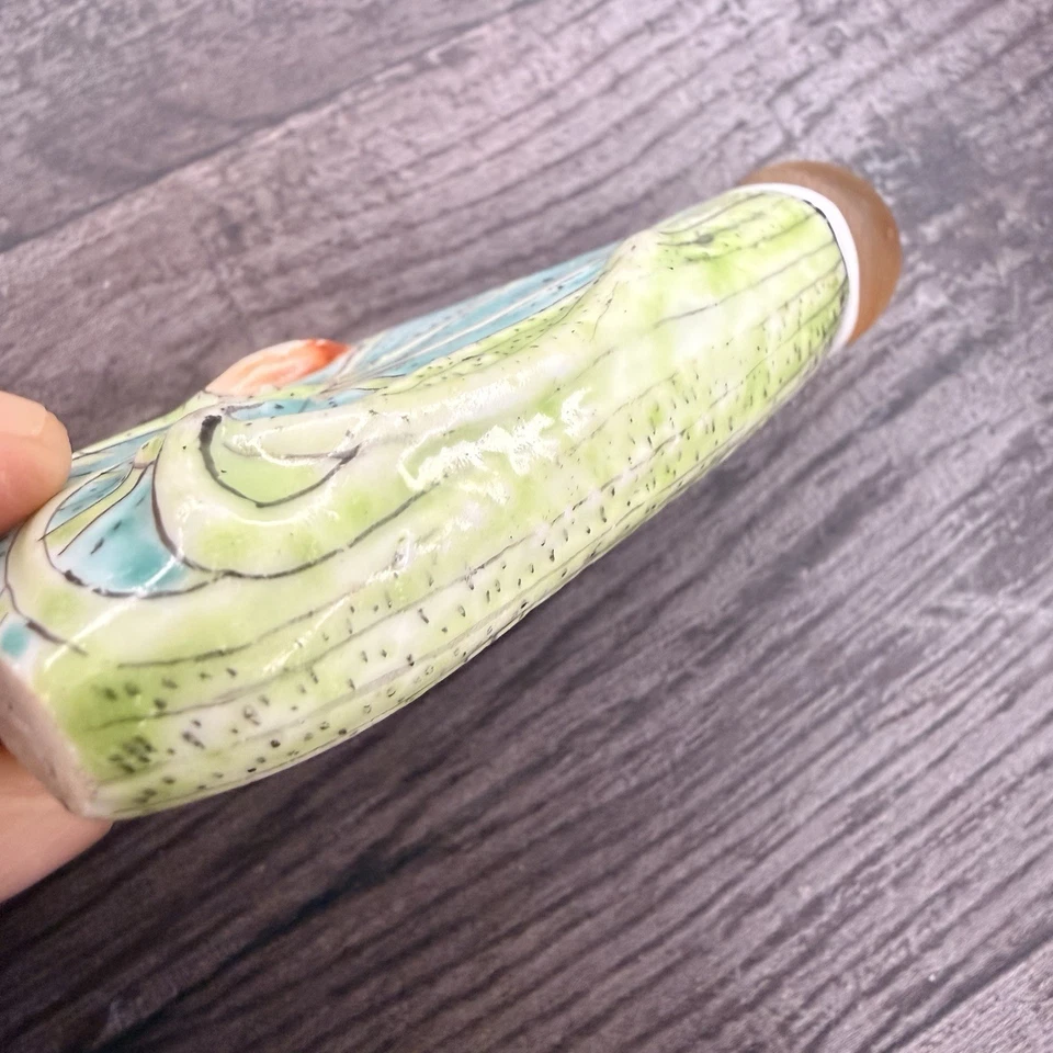 ANTIGA GARRAFA DE RAPÉ DE PORCELANA CHINESA DA DINASTIA QING FAMÍLIA DE LÓTUS ÁGATA ROSA 7cm - Imagem 4 de 4