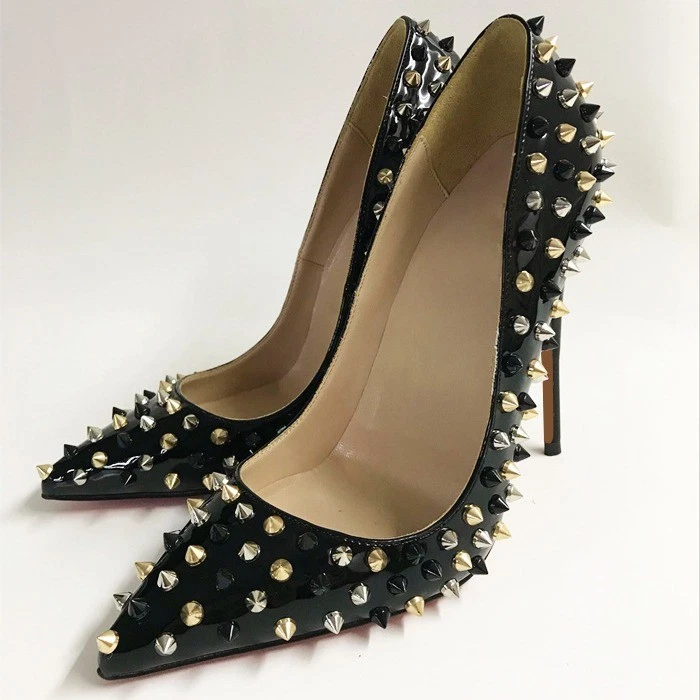 Runway Rivet Women Pointed Toe Super High Stiletto Heel Nightclub Sexy Plus Size - Image 4 of 4