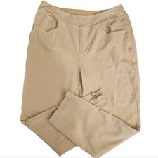 Beige Stretch Pants Size Belle by Kim Gravel 8Tall Slim Fit With A Zipper Ankle