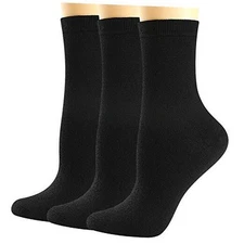  Merino Wool Socks for Women, Thin Wool Socks Womens Black 6-9 3 Pairs-black
