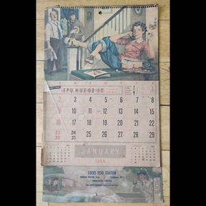 Vintage Petroliana 1955 Esso Gas Calendar Art by Charles Dye