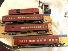 Set of 4 American Flyer Red Heavyweight Pullman cars, Mail Car, S Gauge