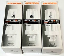 LOT OF 3 SYLVANIA 20881 DULUX T/E IN CULOT 4 PIN BASE LAMP Bulb CF26DT E IN 835