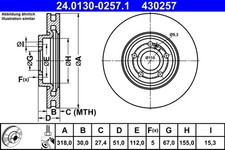ATE 2x Bremsscheiben Ø 3180 belüftet für Mercedes-Benz GLA H247 A-Klasse W177