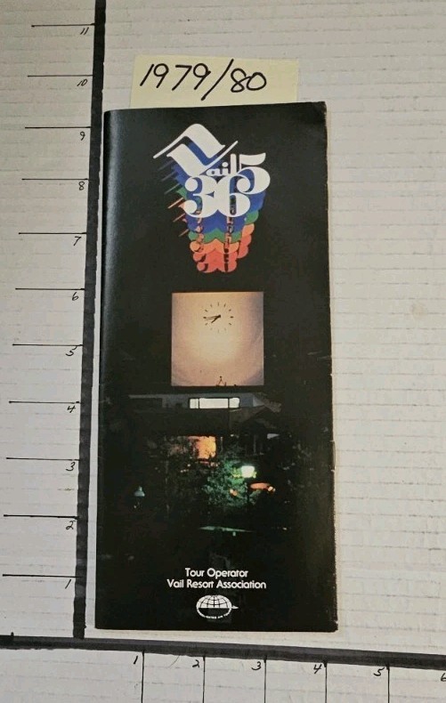 1979/80  VAIL SKI RESORT 16P BROCHURE W/TRAIL MAP INSIDE.  MINT