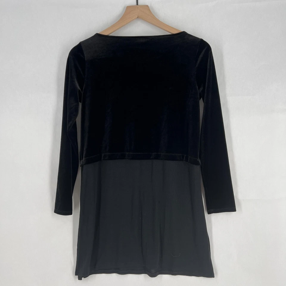 Blusa túnica J. Jill Wearever feminina PXS veludo preto mídia mista fenda lateral - Imagem 2 de 4