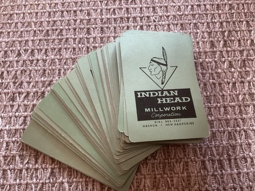 Indian Head Millwork, Nashua NH, Full Deck Playing Cards, Used