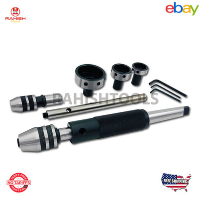Lathe Tailstock Tap And Die Holder Set 3MT Shank Threading Tapping 8 Pcs Kit