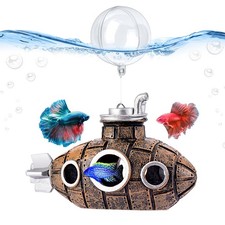 Floating Fish Tank Decoration, Little Cute Retro Submarine Aquarium Decoration