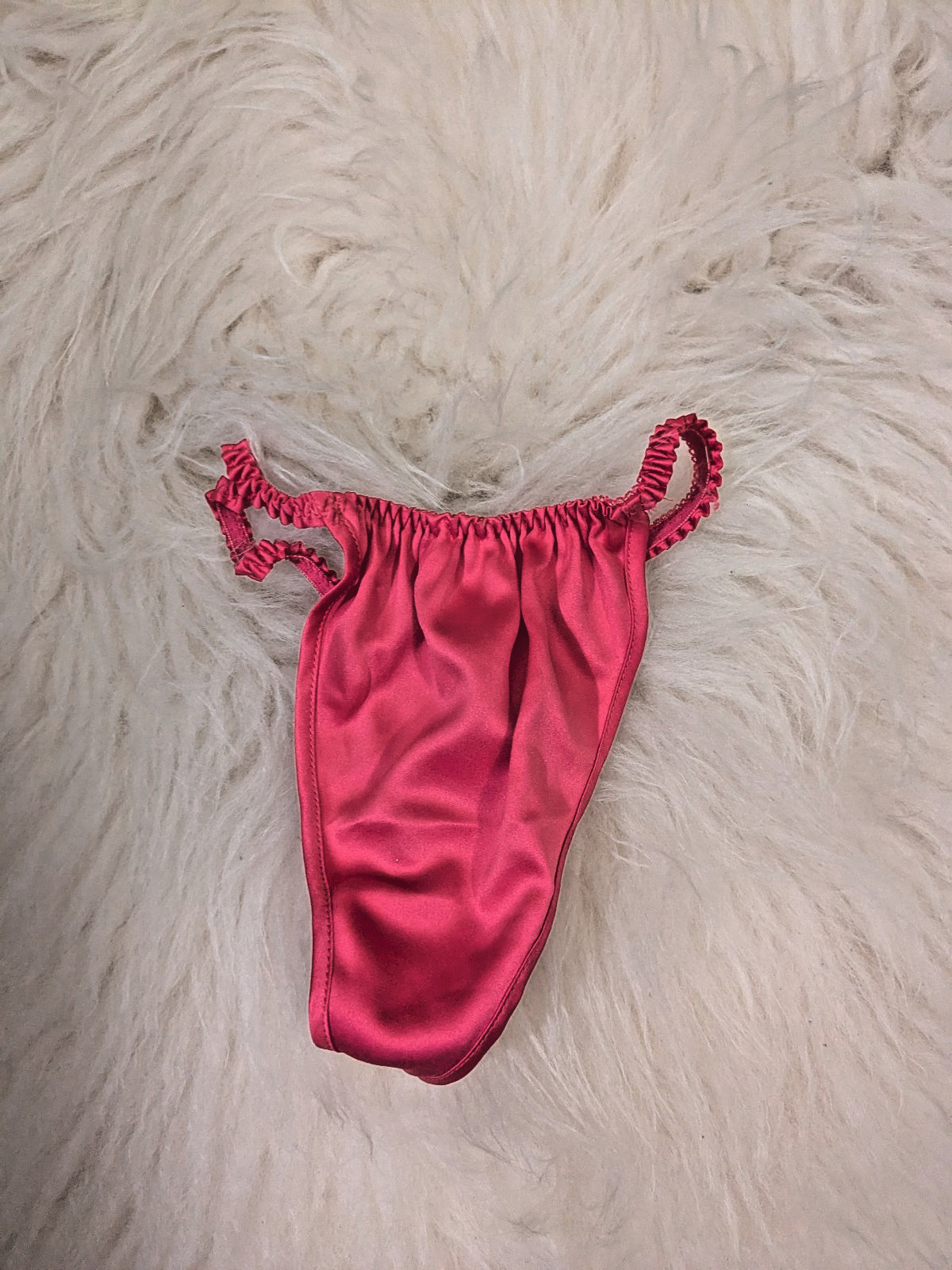 NEW VICTORIA'S SECRET RED PINK SATIN CORSET SMALL ROSETTES G STRING BEAUTIFUL
