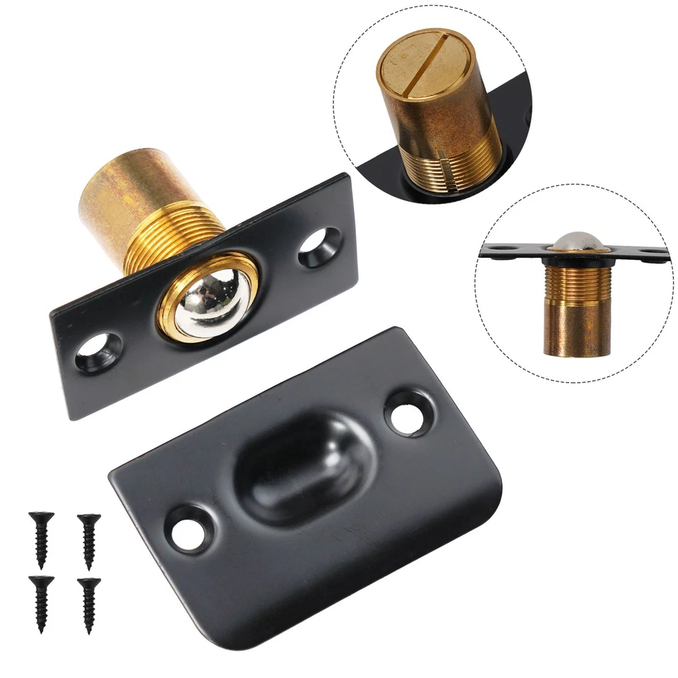 Door Catch Latch Roller Ball With 4x Screws Adjustable Brass Steel Door Internal - Image 4 of 4