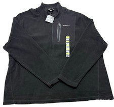 Eddie Bauer Men's 1/4 Zip Pullover Black Fleece Size 2XL Long Sleeve Pocket NEW