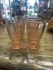 Vintage Anchor Hocking Pink Depression Glass Old Colony Lace Edge Ftd. Tumblers