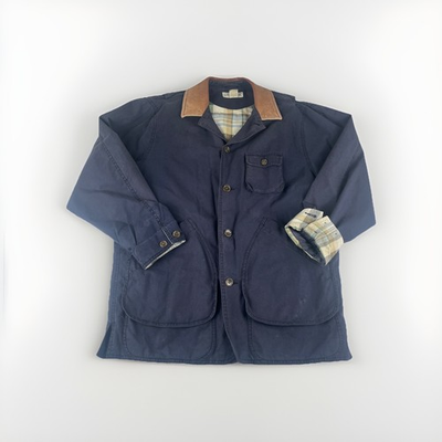 #ad #ad Vintage Banana Republic Jacket Mens S Barn Field Chore Coat Leather Collar 90s $79.95