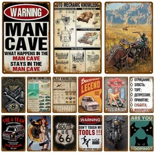 Vintage Room Decoration Home Items Signs Aesthetic Men Bedroom Tin Metal Signs