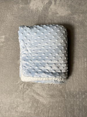 SL Home Fashions Baby Blanket Blue Minky Dot Raised Bump Reversible White Sherpa