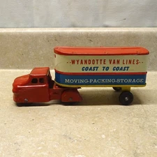 Vintage Wyandotte Van Lines Truck Trailer, Pressed Steel Coast To Coast 8"