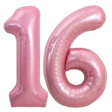 40 Inch Light Pink Large Numbers Balloons Number 16 Helium Balloons Pink Foil...