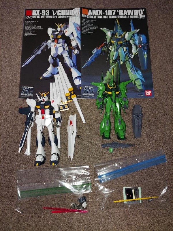 2 PC LOT GUNDAM HG BAWOO & HG NU GUNDAM COMPLETE