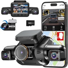 AI Dash Cam Front Rear Inside with Driver Monitor System, 360  Car Black