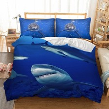 Shark Duvet Quilt Cover Set Bedding Set Single Double King Size with Pillow Case