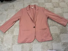 Lauren Conrad Women's Single-Button Blazer in Dusty Rose 3/4 sleeve Size small
