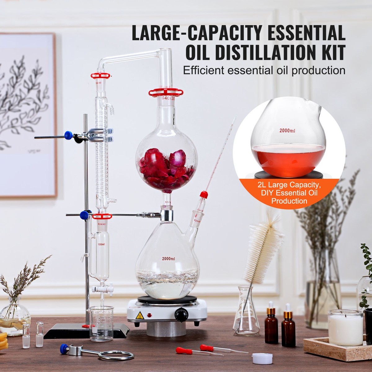 Uimoso Essential Oil Distillation Kit 2000ml Distillation