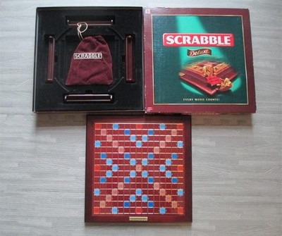 Scrabble Deluxe Edition Ersatzteile Spielbrett Fliesentasche Fliesenständer Holzfliesen
