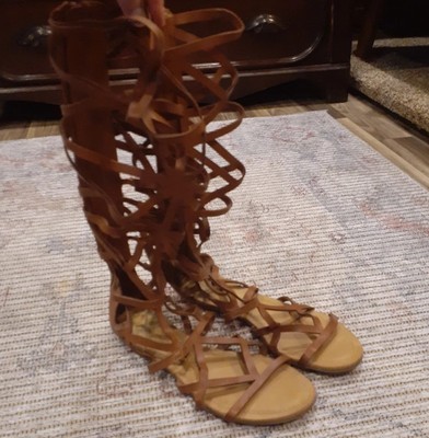 Sz 7 Fergalicious Brown Gladiator Sandals By Fergie