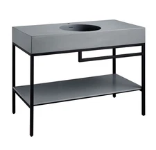 Anzzi Console Sink Frame With Glass Panel Bottom No Knock-Down Matte Black