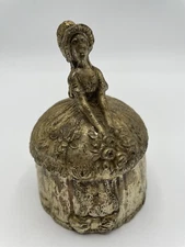 Crinoline Lady Trinket Vanity Box WB Weidlich Brothers Manufacturing Silverplate