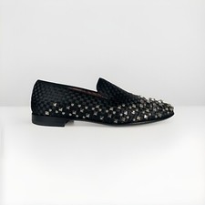 1,200 Bally Baldar Black Silk Loafers Studs US 10, EU 43 Made in Switzerland