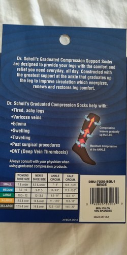 Dr. Scholl's Graduated Compression Unisex Open Toe Post-Surgical Socks 20-30 Bei - Picture 3 of 5