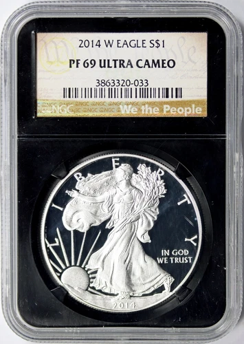 2014-W Proof American Silver Eagle $1 NGC PF69UCAM Black Retro "We The People"