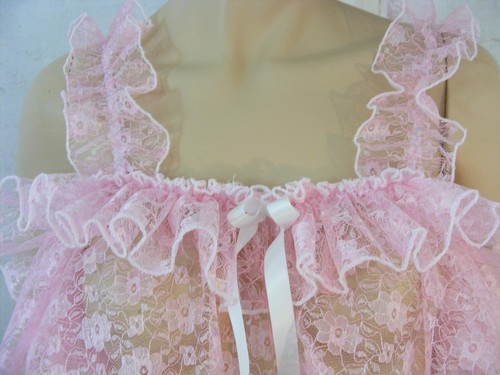 sissy DDLG dress ADULT baby pink lace babydoll negligee nighty fancydress unisex - Picture 2 of 5