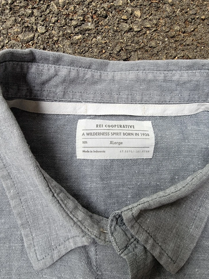 REI Co Op Shirt Hemp Organic Cotton Blend Outdoor Active Mens XL Gray - Image 3 of 4